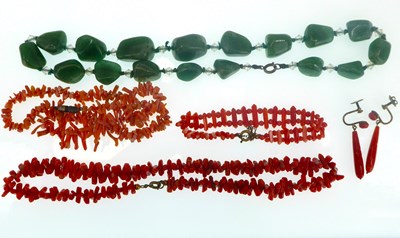 Lot 836 - Two coral necklaces, one with matching...