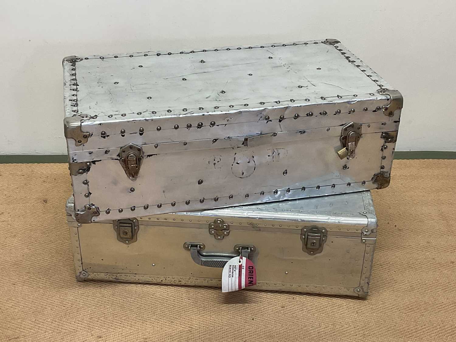 Lot 621 - Two aluminium travelling cases with rivet...