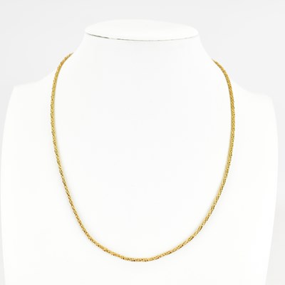 Lot 788 - A 9ct yellow gold dainty woven necklace with...