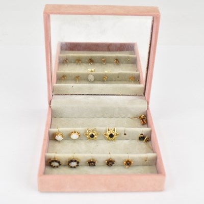 Lot 801 - Six pairs of 9ct gold stud earrings to include...