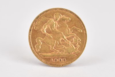 Lot 633 - An Edward VII half sovereign 1902, George and...