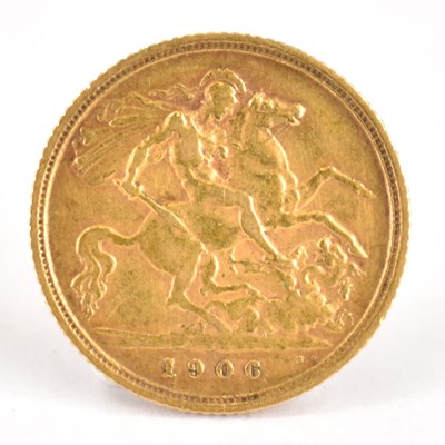 Lot 636 - An Edward VII half sovereign 1906, George and...