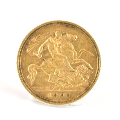 Lot 638 - An Edward VII half sovereign 1908, George and...