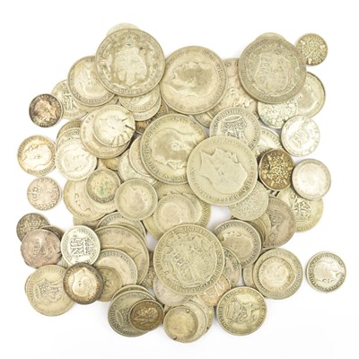 Lot 656 - A quantity of silver and half-silver coins,...