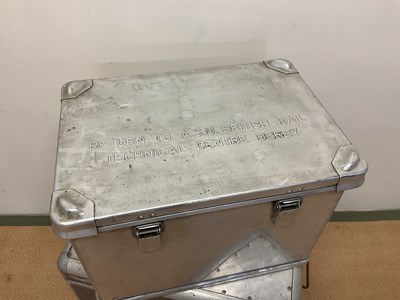 Lot 628 - Two aluminium travelling trunks, larger height...