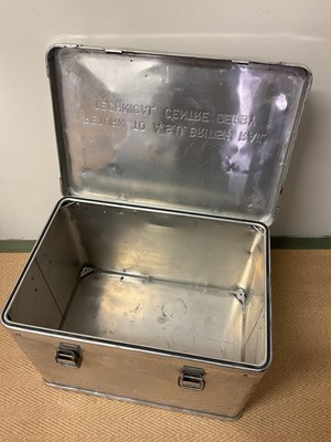 Lot 628 - Two aluminium travelling trunks, larger height...