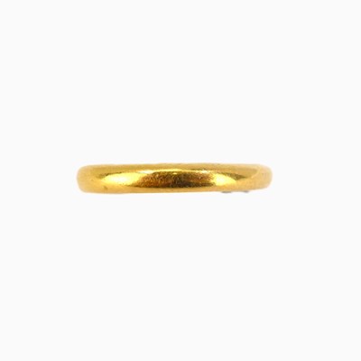 Lot 680 - A 22ct gold wide wedding band, size M, approx....