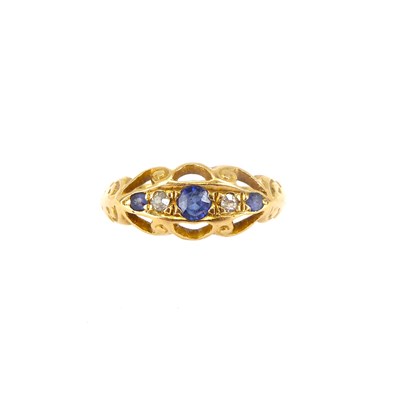 Lot 708 - An 18ct gold Victorian-style ring set with...