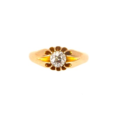 Lot 690 - An 18ct rose gold ring with single claw set...