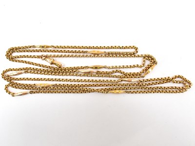 Lot 787 - A 9ct rose gold Victorian-style muff chain...