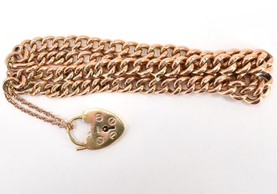 Lot 748 - A 9ct rose gold double belcher link bracelet,...