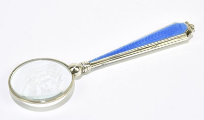 Lot 2496 - A George V hallmarked silver and blue enamel...