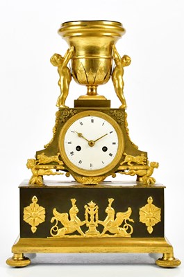 Lot 366 - A late 19th century French ormolu mantel clock...