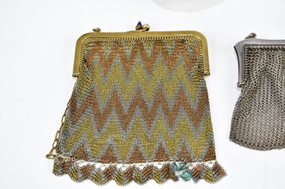 Lot 2184 - A George V hallmarked silver mesh purse,...