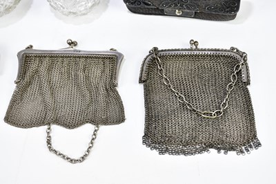 Lot 2184 - A George V hallmarked silver mesh purse,...