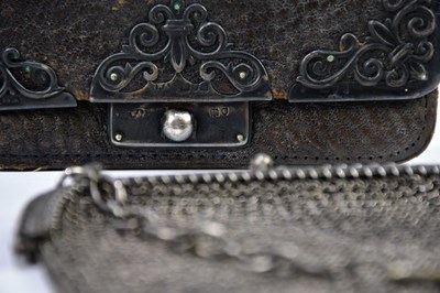 Lot 2184 - A George V hallmarked silver mesh purse,...