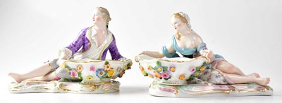 Lot 305 - MEISSEN; a pair of 19th century salts in the...