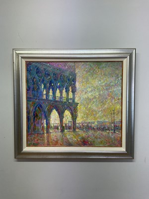 Lot 200 - MARTIN DUTTON; oil on board, 'Venice Sunlight',...