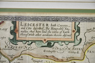 Lot 1578 - JOHN SPEED; a hand tinted map of Leicester, 39...