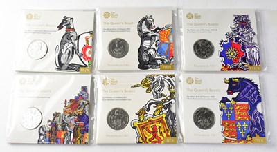 Lot 651 - THE ROYAL MINT; six 'The Queen's Beasts £5...