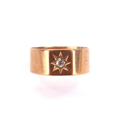 Lot 723 - A gentlemen's 9ct rose gold wide band ring...