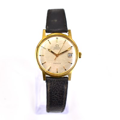 Lot 879 - OMEGA; a gentlemen's gold plated automatic...