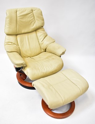 Lot 12 - EKORNES; a Stressless beige leather recliner,...
