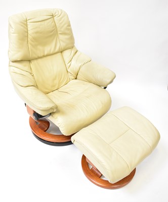 Lot 13 - EKORNES; a Stressless beige leather recliner,...