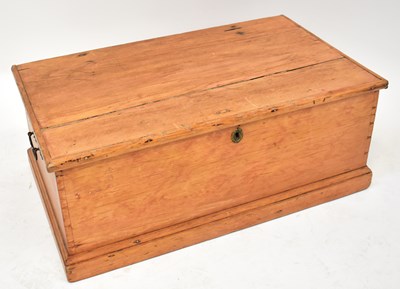 Lot 88 - A stripped pine short bedding box with inner...