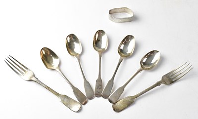 Lot 619 - A group of hallmarked silver flatware,...