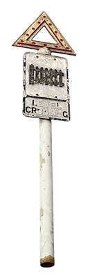 Lot 321 - A vintage level crossing sign with red...