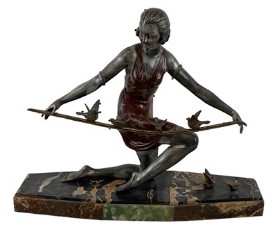 Lot 621 - G ARISSE; a 1930s Art Deco bronze figure of a...