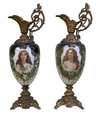 Lot 664 - A pair of 19th century opaque glass hand...