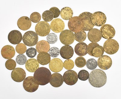 Lot 675 - Various tokens and coins, many guinea-style...