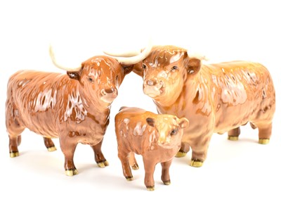 Lot 273 - BESWICK; a Highland cattle family group,...