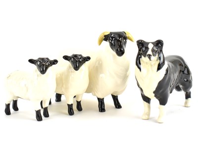 Lot 255 - BESWICK; a Black Face Ram, two lambs and a...