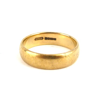 Lot 721 - A 9ct gold wide wedding band, size V, approx....