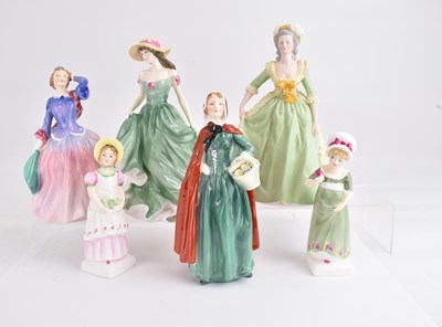 Lot 343 - ROYAL DOULTON; five porcelain figurines...