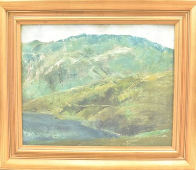 Lot 439 - UNATTRIBUTED; oil on canvas on board, lake...