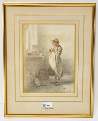 Lot 487 - EDOUARD FRERE (1819-1886); watercolour, young...