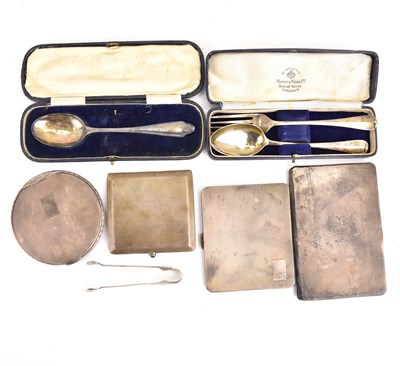 Lot 605 - Hallmarked silver items comprising three...