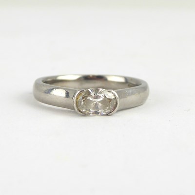 Lot 679 - A platinum (950) ring set with marquise cut...