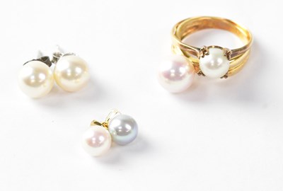 Lot 805 - A collection of pearl set jewellery comprising...