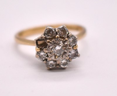 Lot 398 - An 18ct yellow gold diamond floral cluster...