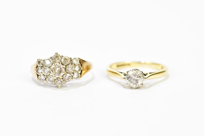 Lot 105 - An 18ct yellow gold diamond solitaire ring,...