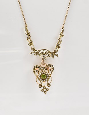 Lot 789 - An Edwardian 9ct gold necklace set with seed...