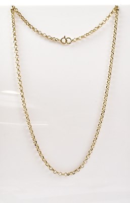 Lot 773 - A 9ct gold belcher link necklace, length 75cm,...