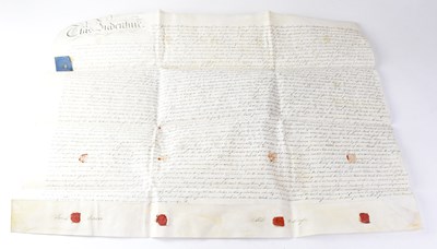 Lot 574 - Four indentures on vellum, comprising three...