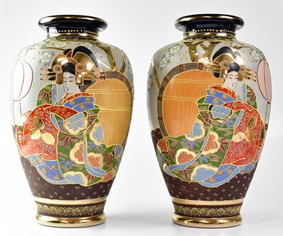 Lot 407 - A pair of 20th century Satsuma vases of...