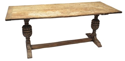 Lot 74 - A 19th century oak plank top refectory table...